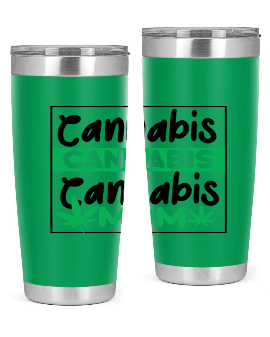 Cannabis Mom 49# Tumbler, a stylish 20oz double wall vacuum stainless steel tumbler with a vibrant cannabis-themed design.