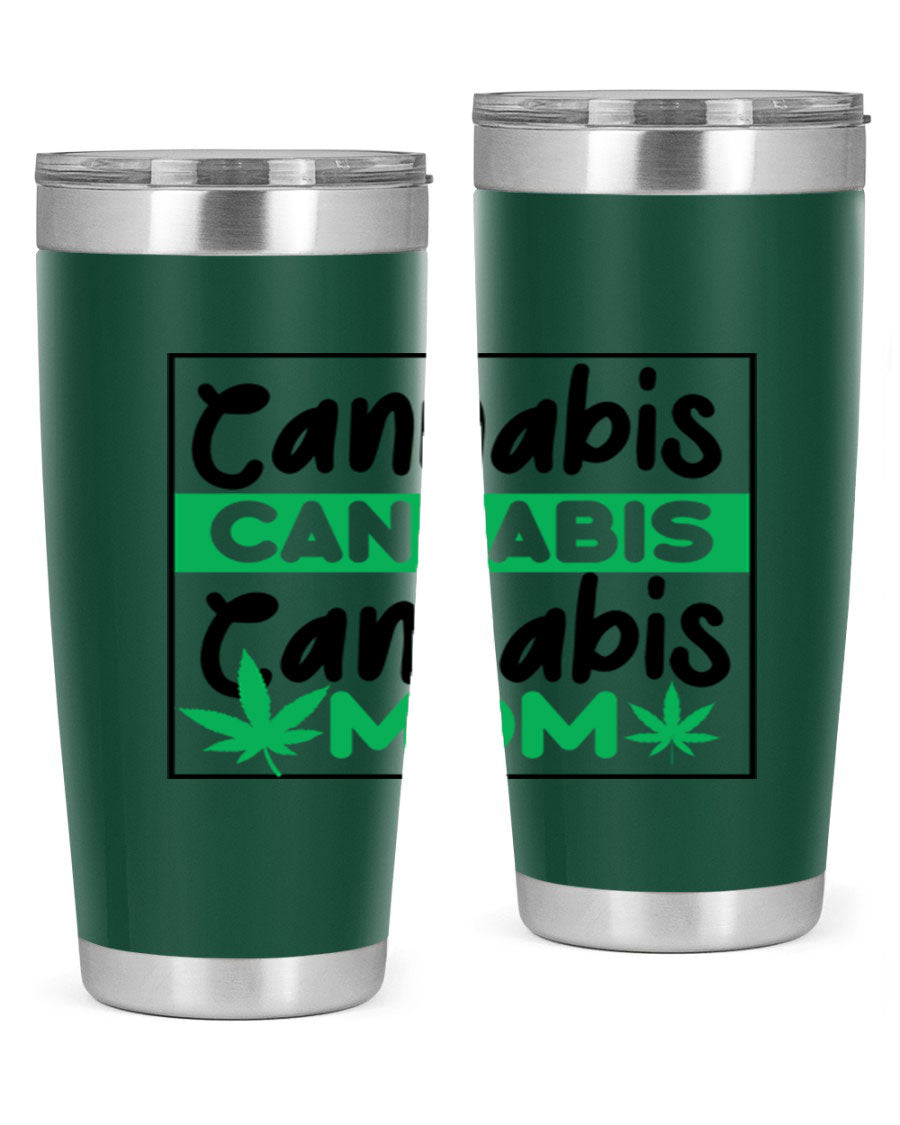 Cannabis Mom 49# Tumbler, a stylish 20oz double wall vacuum stainless steel tumbler with a vibrant cannabis-themed design.