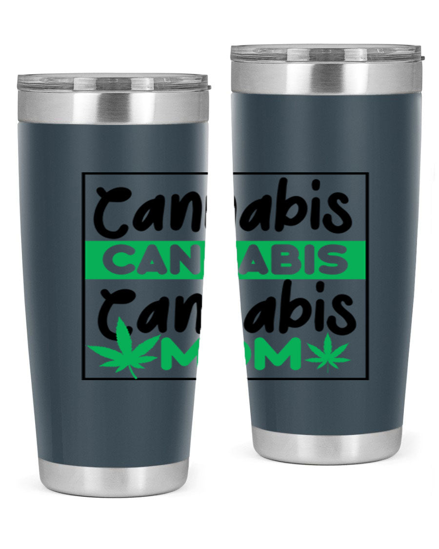 Cannabis Mom 49# Tumbler, a stylish 20oz double wall vacuum stainless steel tumbler with a vibrant cannabis-themed design.