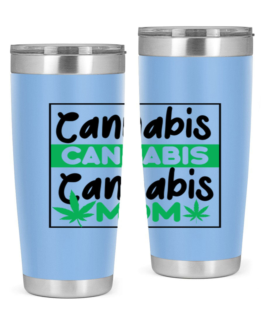 Cannabis Mom 49# Tumbler, a stylish 20oz double wall vacuum stainless steel tumbler with a vibrant cannabis-themed design.