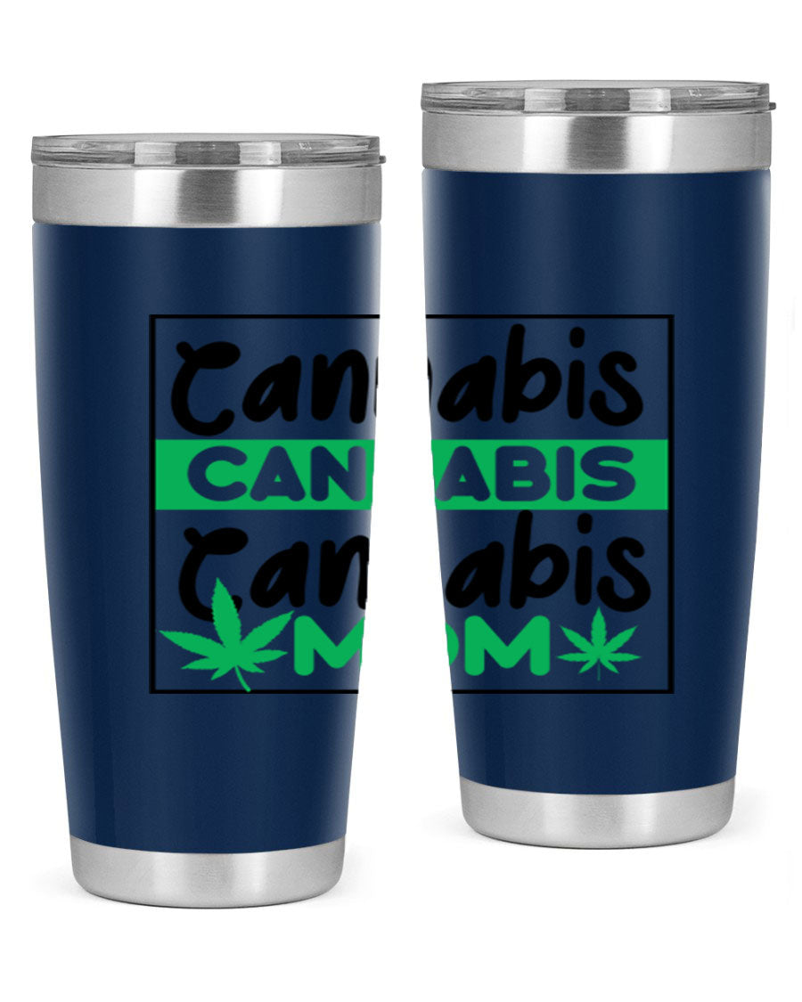 Cannabis Mom 49# Tumbler, a stylish 20oz double wall vacuum stainless steel tumbler with a vibrant cannabis-themed design.