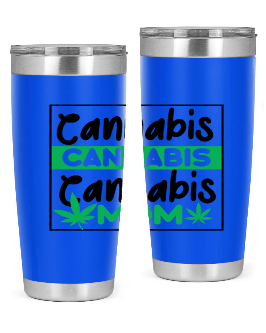 Cannabis Mom 49# Tumbler, a stylish 20oz double wall vacuum stainless steel tumbler with a vibrant cannabis-themed design.