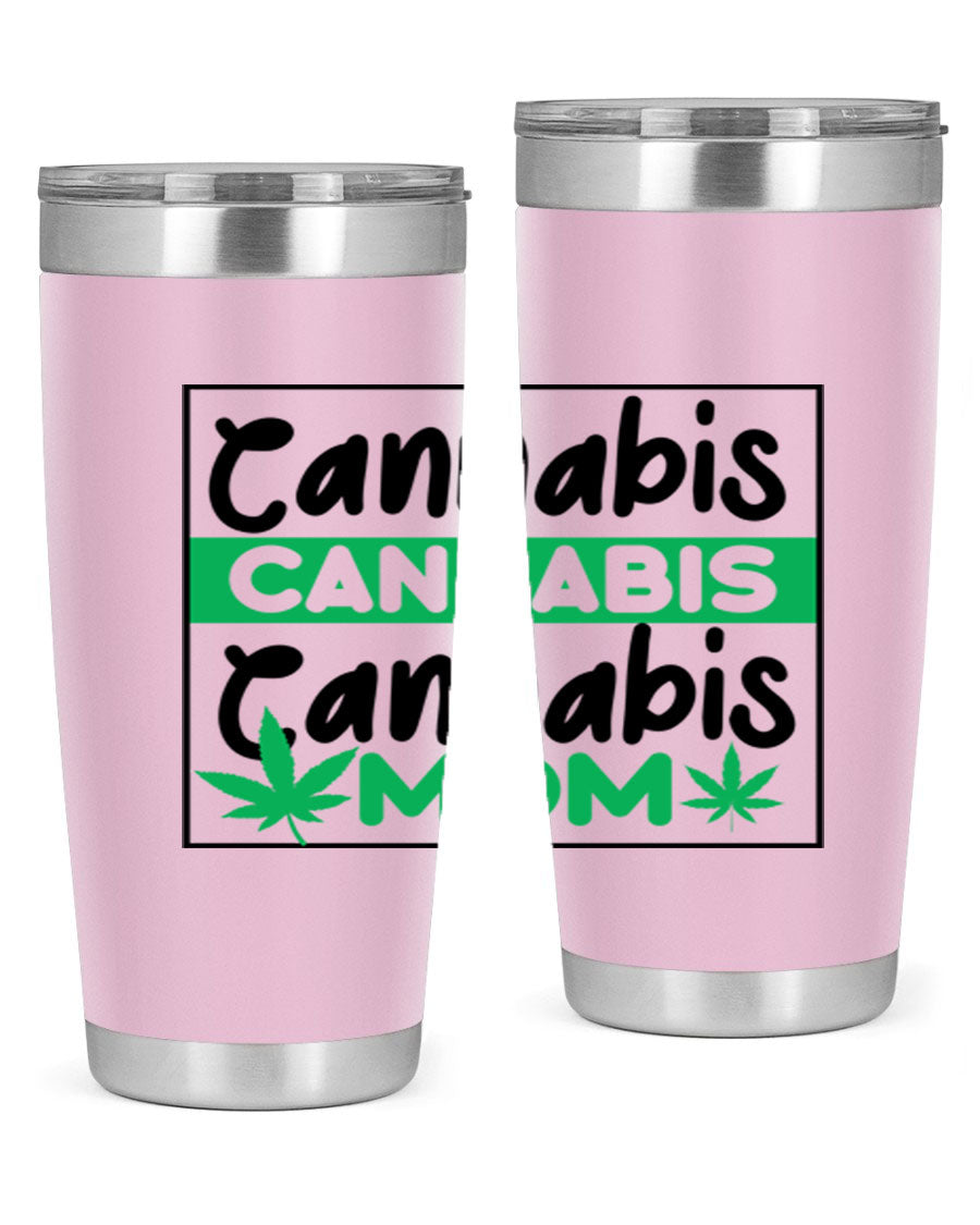 Cannabis Mom 49# Tumbler, a stylish 20oz double wall vacuum stainless steel tumbler with a vibrant cannabis-themed design.