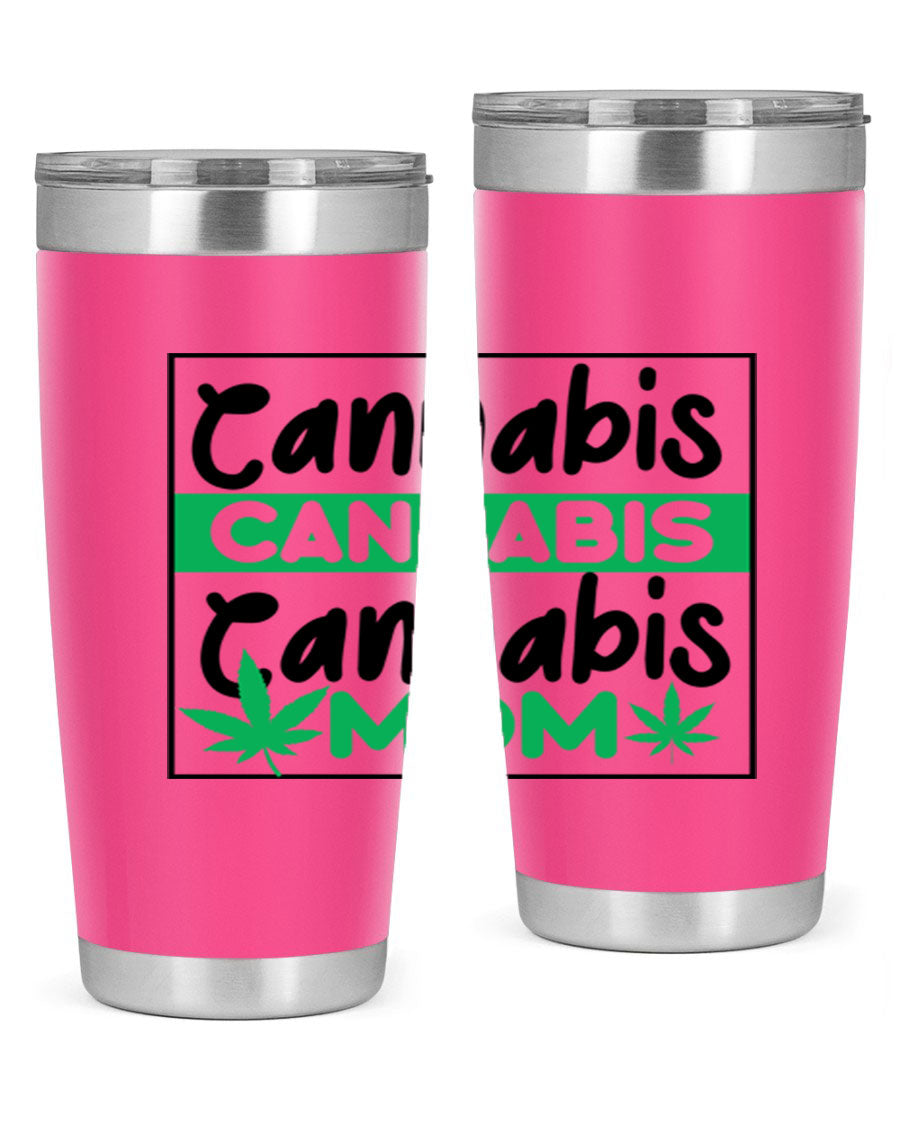 Cannabis Mom 49# Tumbler, a stylish 20oz double wall vacuum stainless steel tumbler with a vibrant cannabis-themed design.
