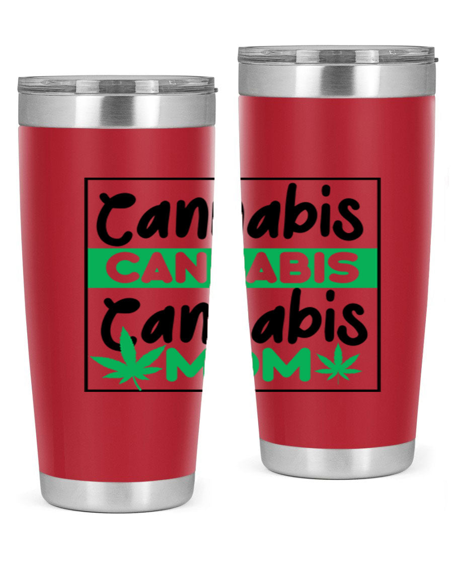 Cannabis Mom 49# Tumbler, a stylish 20oz double wall vacuum stainless steel tumbler with a vibrant cannabis-themed design.