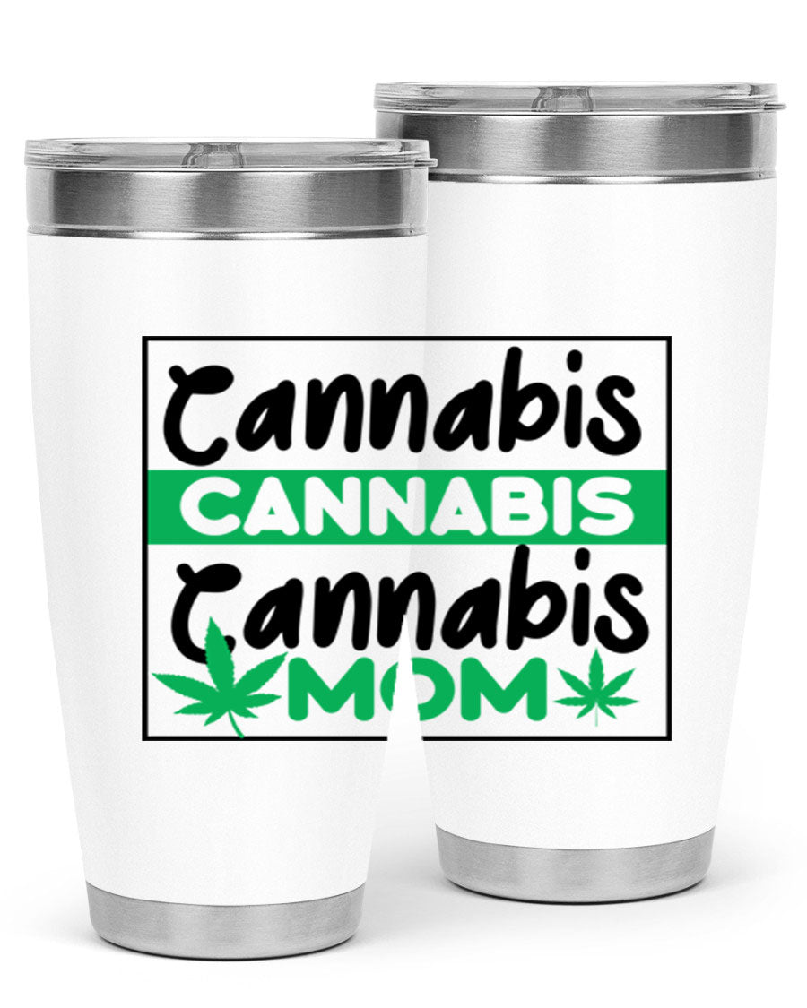 Cannabis Mom 49# Tumbler, a stylish 20oz double wall vacuum stainless steel tumbler with a vibrant cannabis-themed design.