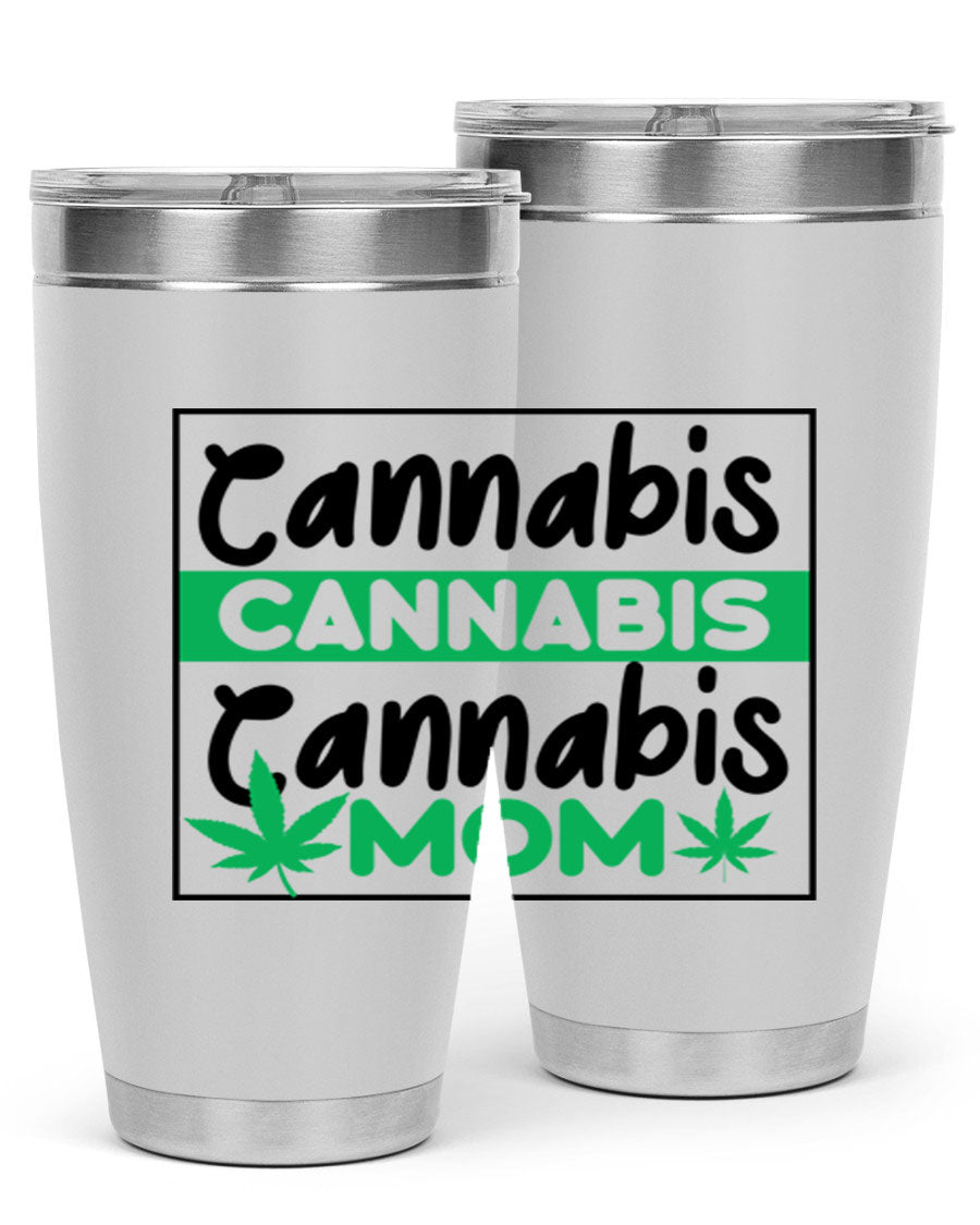 Cannabis Mom 49# Tumbler, a stylish 20oz double wall vacuum stainless steel tumbler with a vibrant cannabis-themed design.