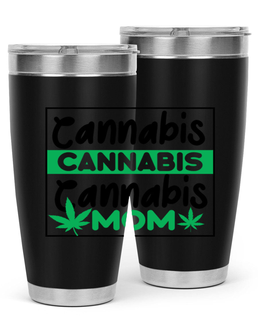 Cannabis Mom 49# Tumbler, a stylish 20oz double wall vacuum stainless steel tumbler with a vibrant cannabis-themed design.