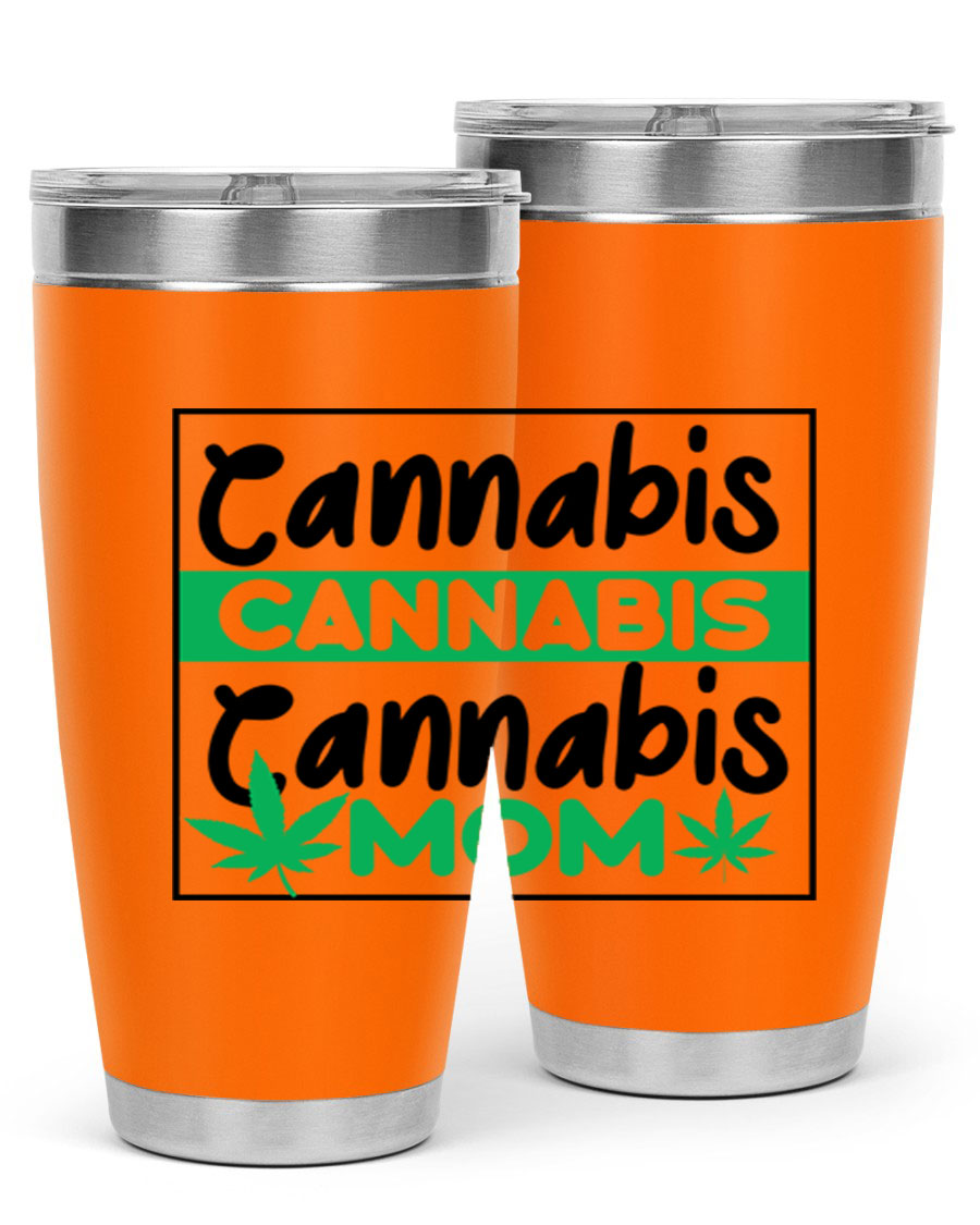 Cannabis Mom 49# Tumbler, a stylish 20oz double wall vacuum stainless steel tumbler with a vibrant cannabis-themed design.