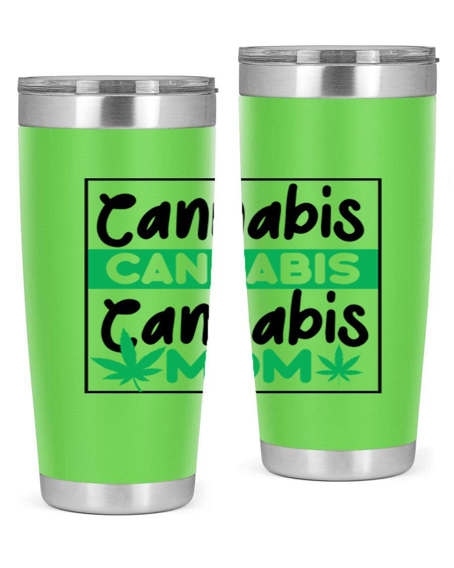 Cannabis Mom 49# Tumbler, a stylish 20oz double wall vacuum stainless steel tumbler with a vibrant cannabis-themed design.