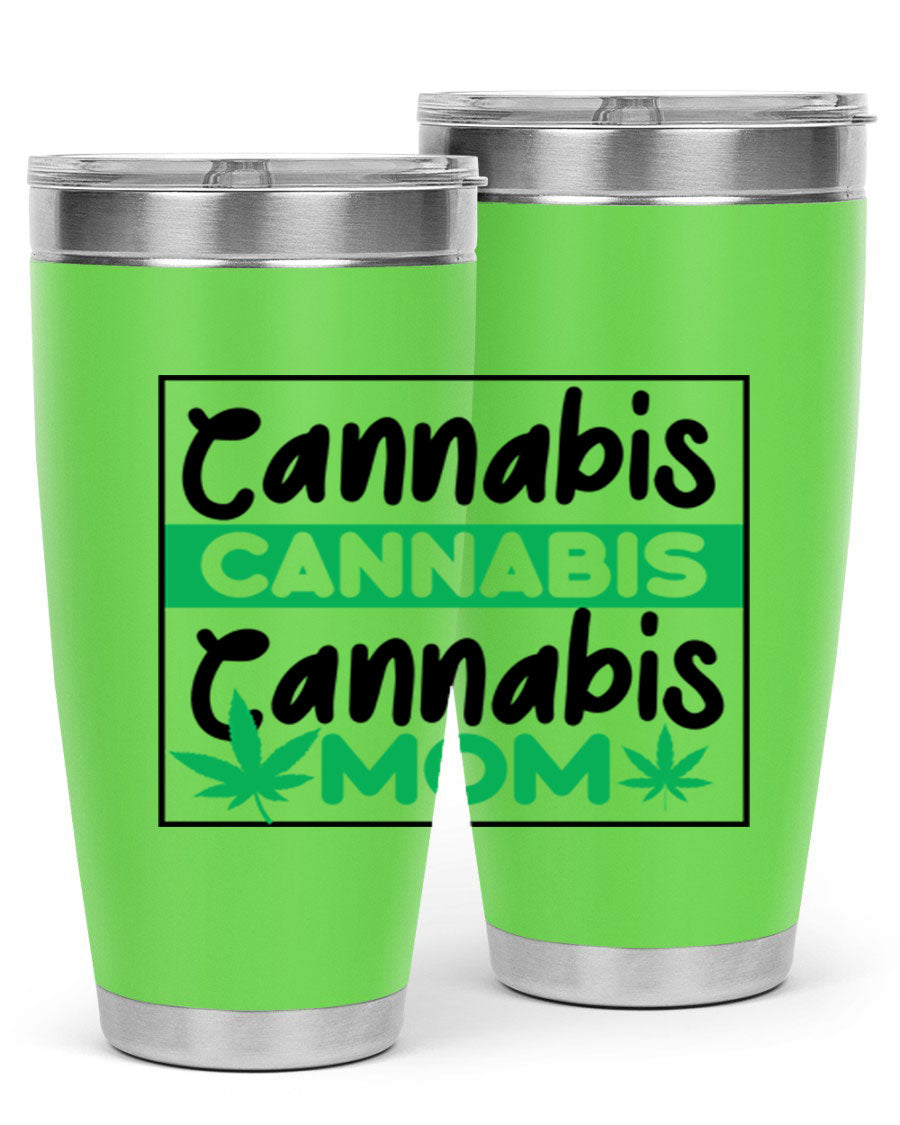 Cannabis Mom 49# Tumbler, a stylish 20oz double wall vacuum stainless steel tumbler with a vibrant cannabis-themed design.