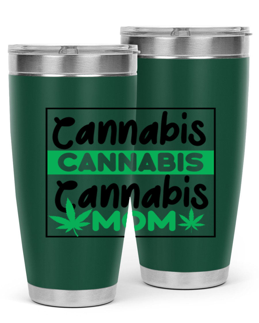 Cannabis Mom 49# Tumbler, a stylish 20oz double wall vacuum stainless steel tumbler with a vibrant cannabis-themed design.