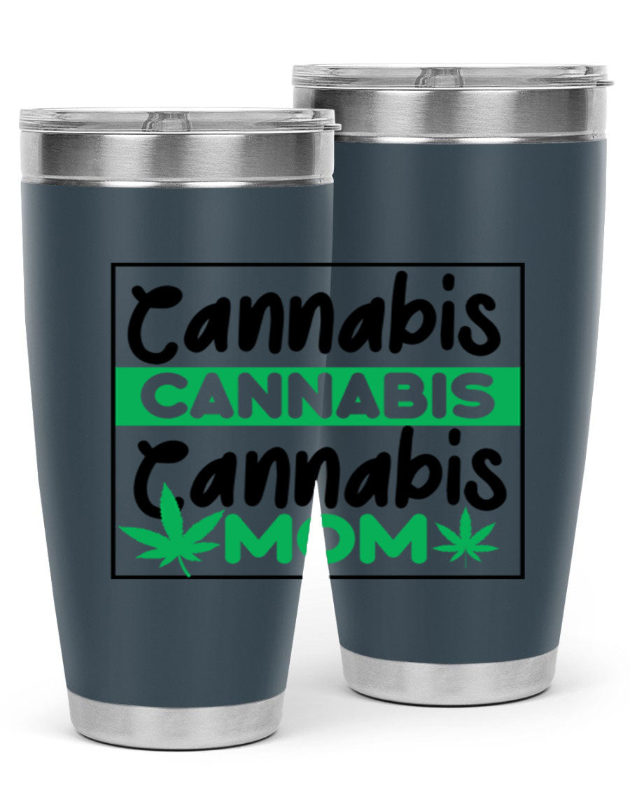 Cannabis Mom 49# Tumbler, a stylish 20oz double wall vacuum stainless steel tumbler with a vibrant cannabis-themed design.