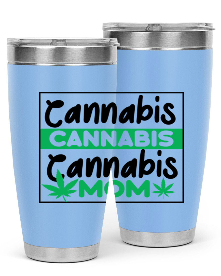 Cannabis Mom 49# Tumbler, a stylish 20oz double wall vacuum stainless steel tumbler with a vibrant cannabis-themed design.
