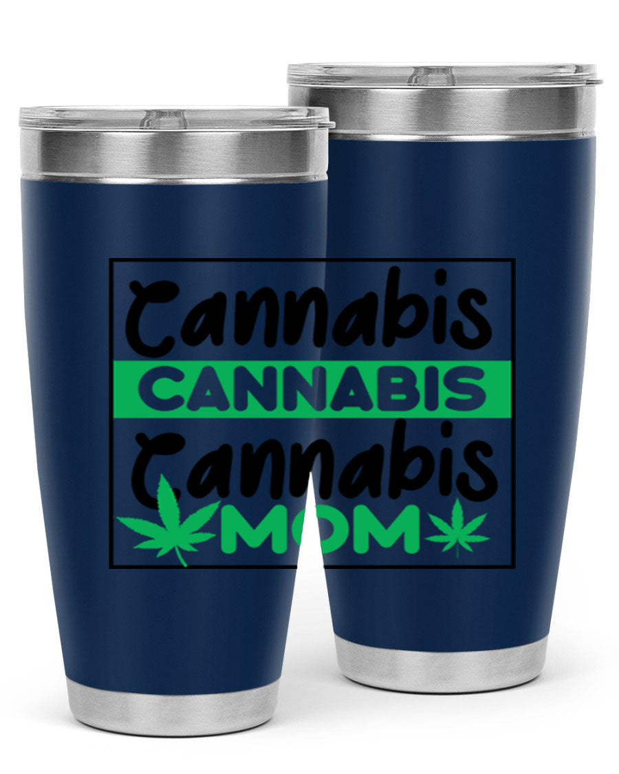 Cannabis Mom 49# Tumbler, a stylish 20oz double wall vacuum stainless steel tumbler with a vibrant cannabis-themed design.