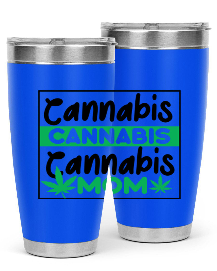 Cannabis Mom 49# Tumbler, a stylish 20oz double wall vacuum stainless steel tumbler with a vibrant cannabis-themed design.