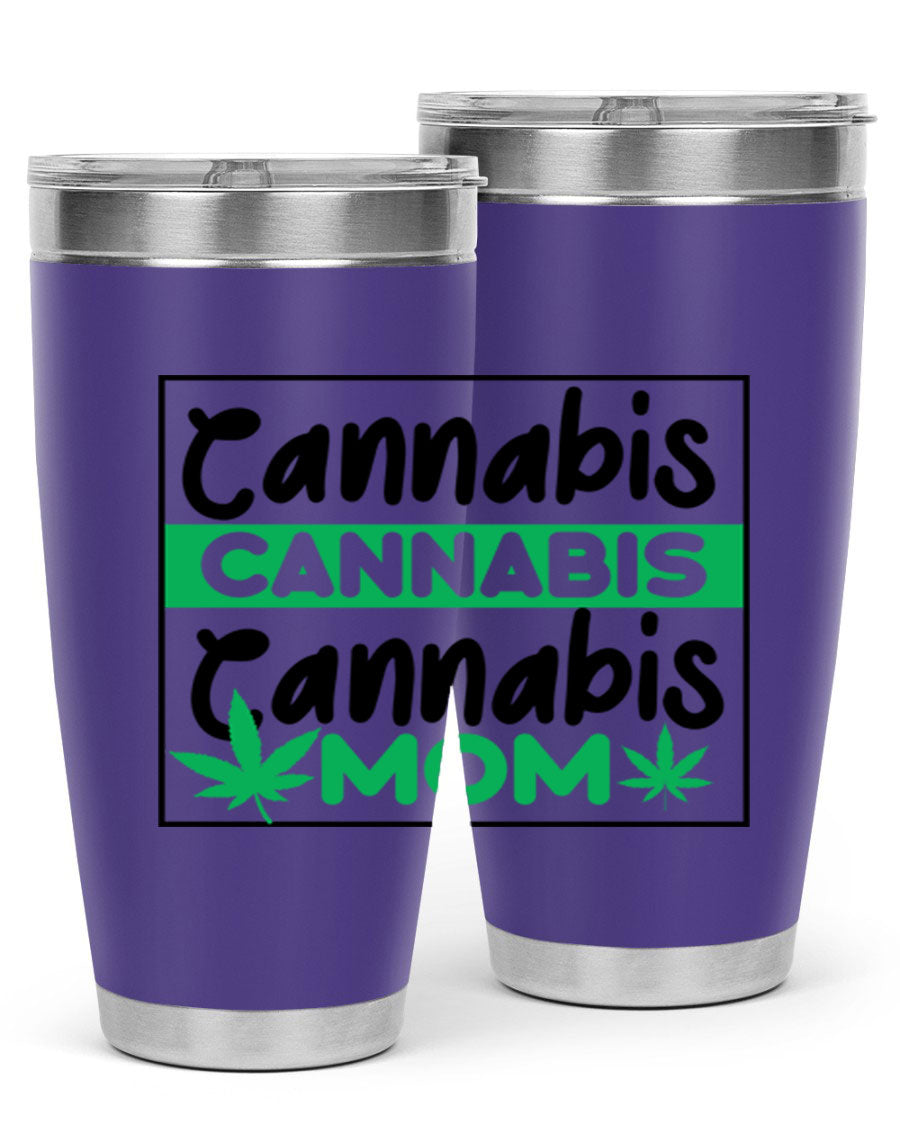 Cannabis Mom 49# Tumbler, a stylish 20oz double wall vacuum stainless steel tumbler with a vibrant cannabis-themed design.