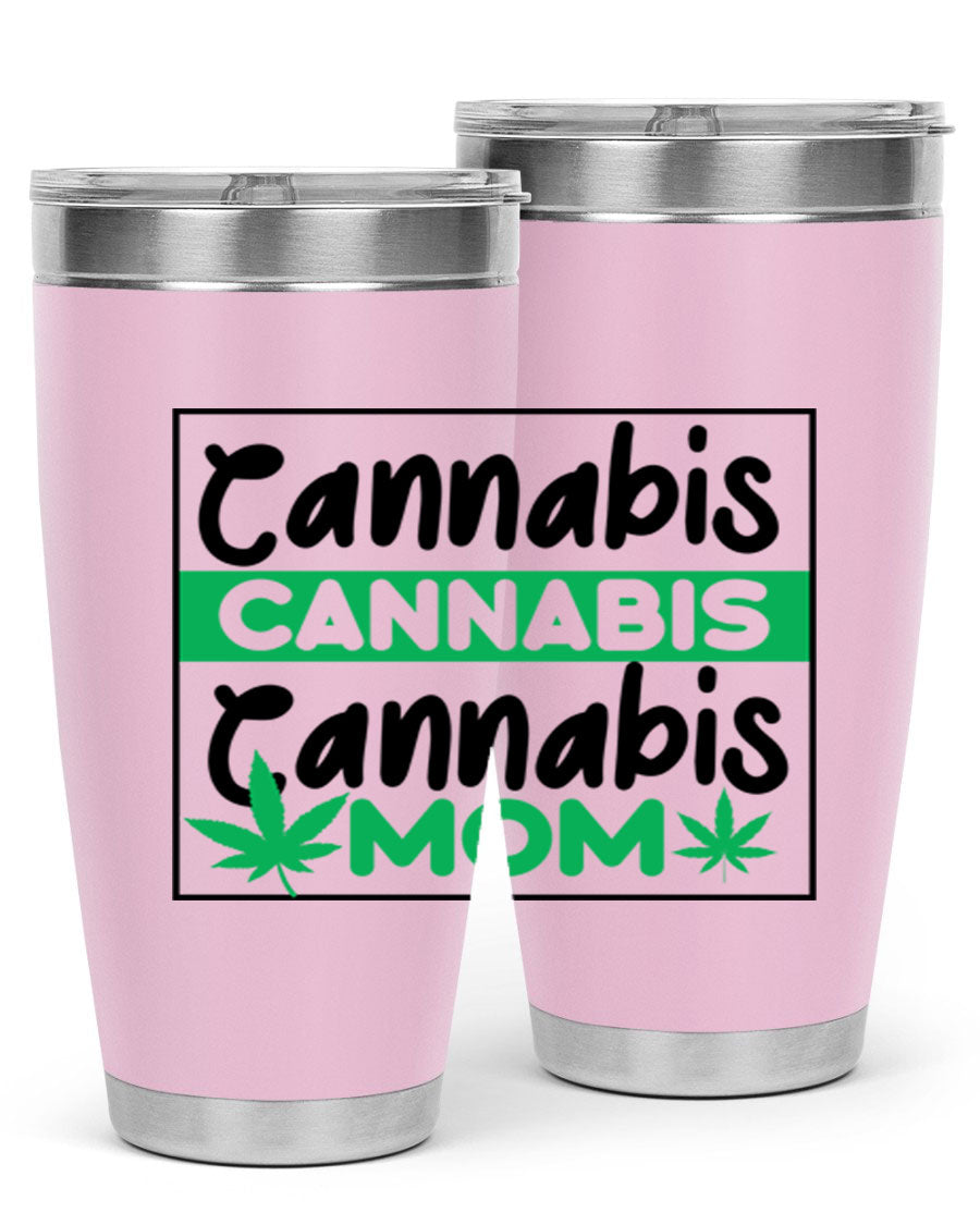 Cannabis Mom 49# Tumbler, a stylish 20oz double wall vacuum stainless steel tumbler with a vibrant cannabis-themed design.