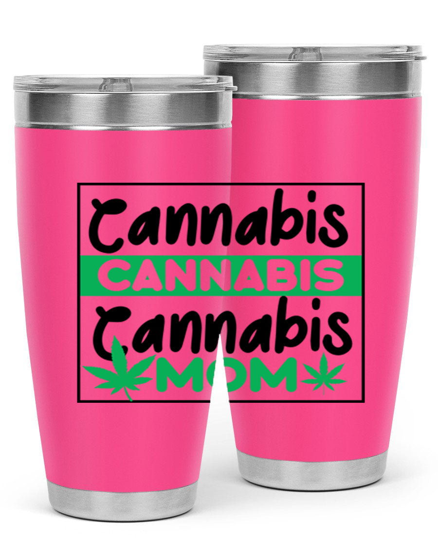Cannabis Mom 49# Tumbler, a stylish 20oz double wall vacuum stainless steel tumbler with a vibrant cannabis-themed design.