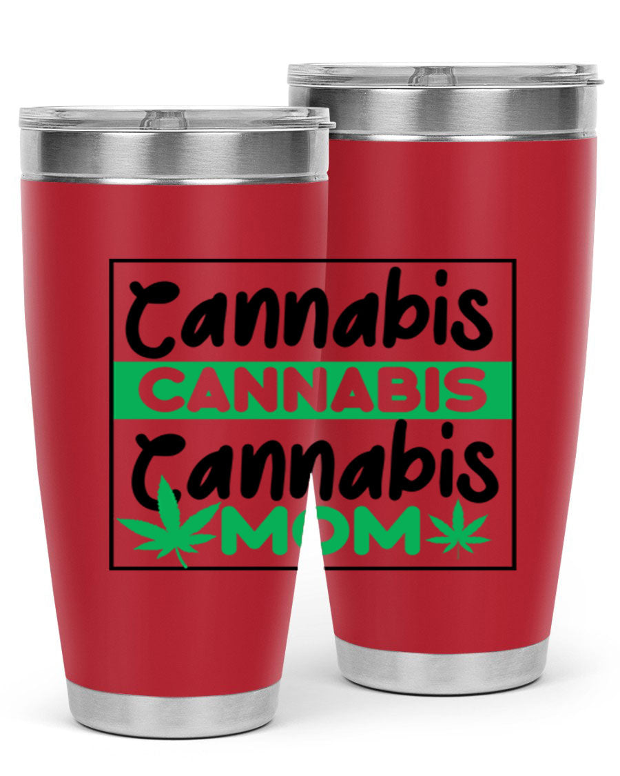 Cannabis Mom 49# Tumbler, a stylish 20oz double wall vacuum stainless steel tumbler with a vibrant cannabis-themed design.