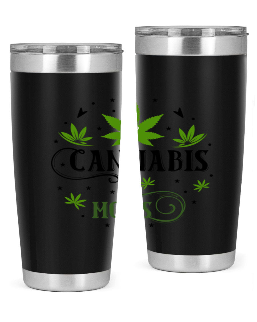 Cannabis Moms 51# Tumbler, a stylish 20oz double wall vacuum stainless steel tumbler with a drink-thru lid, perfect for hot and cold beverages.