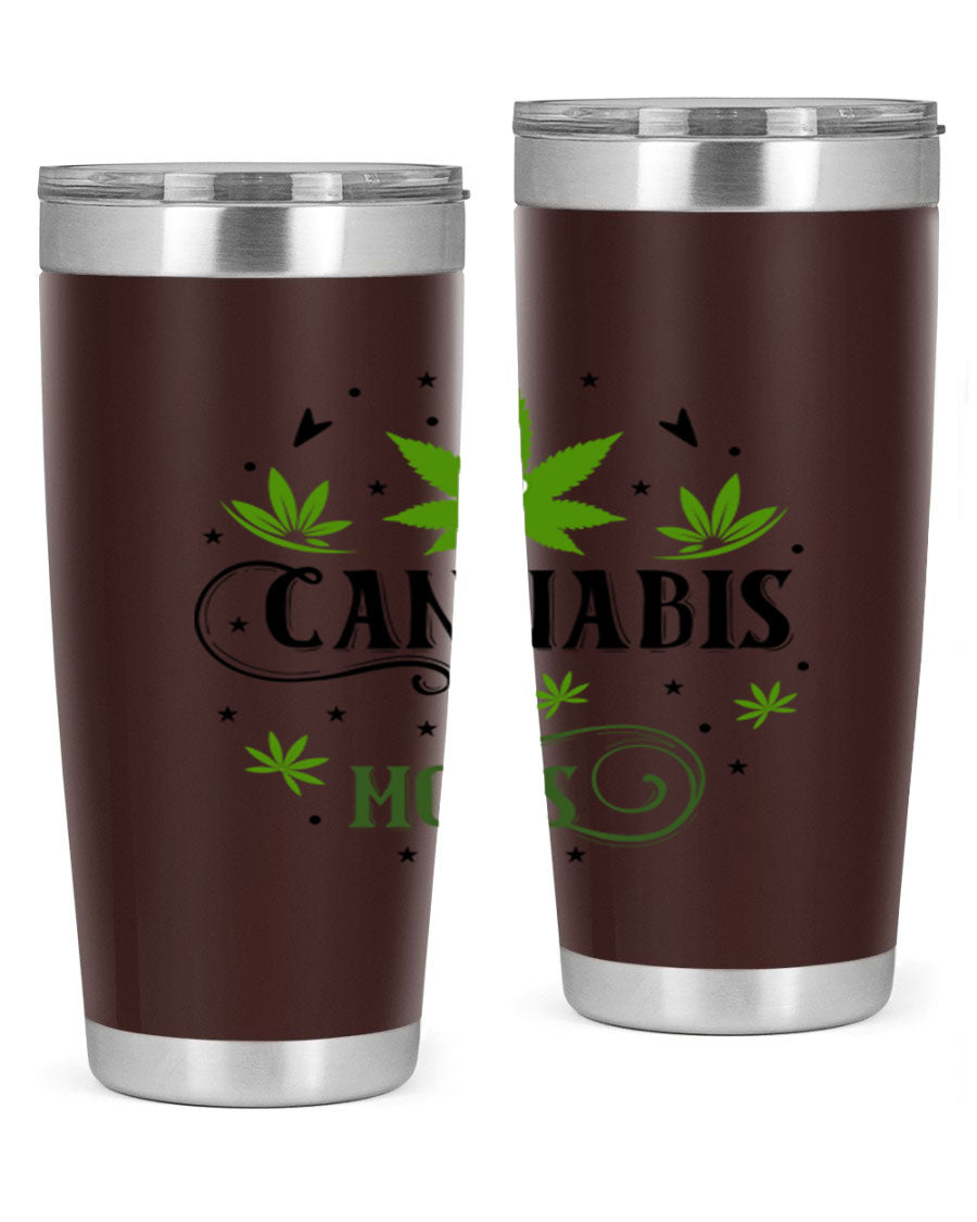 Cannabis Moms 51# Tumbler, a stylish 20oz double wall vacuum stainless steel tumbler with a drink-thru lid, perfect for hot and cold beverages.