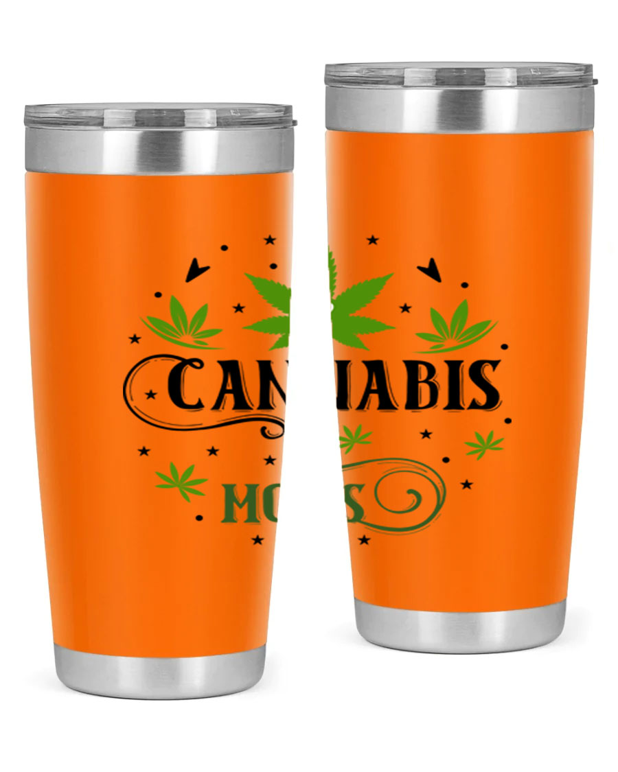 Cannabis Moms 51# Tumbler, a stylish 20oz double wall vacuum stainless steel tumbler with a drink-thru lid, perfect for hot and cold beverages.