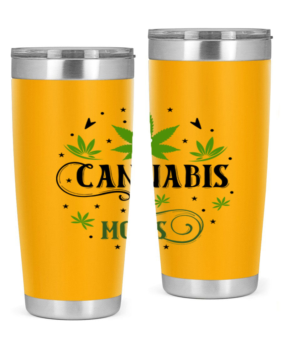 Cannabis Moms 51# Tumbler, a stylish 20oz double wall vacuum stainless steel tumbler with a drink-thru lid, perfect for hot and cold beverages.