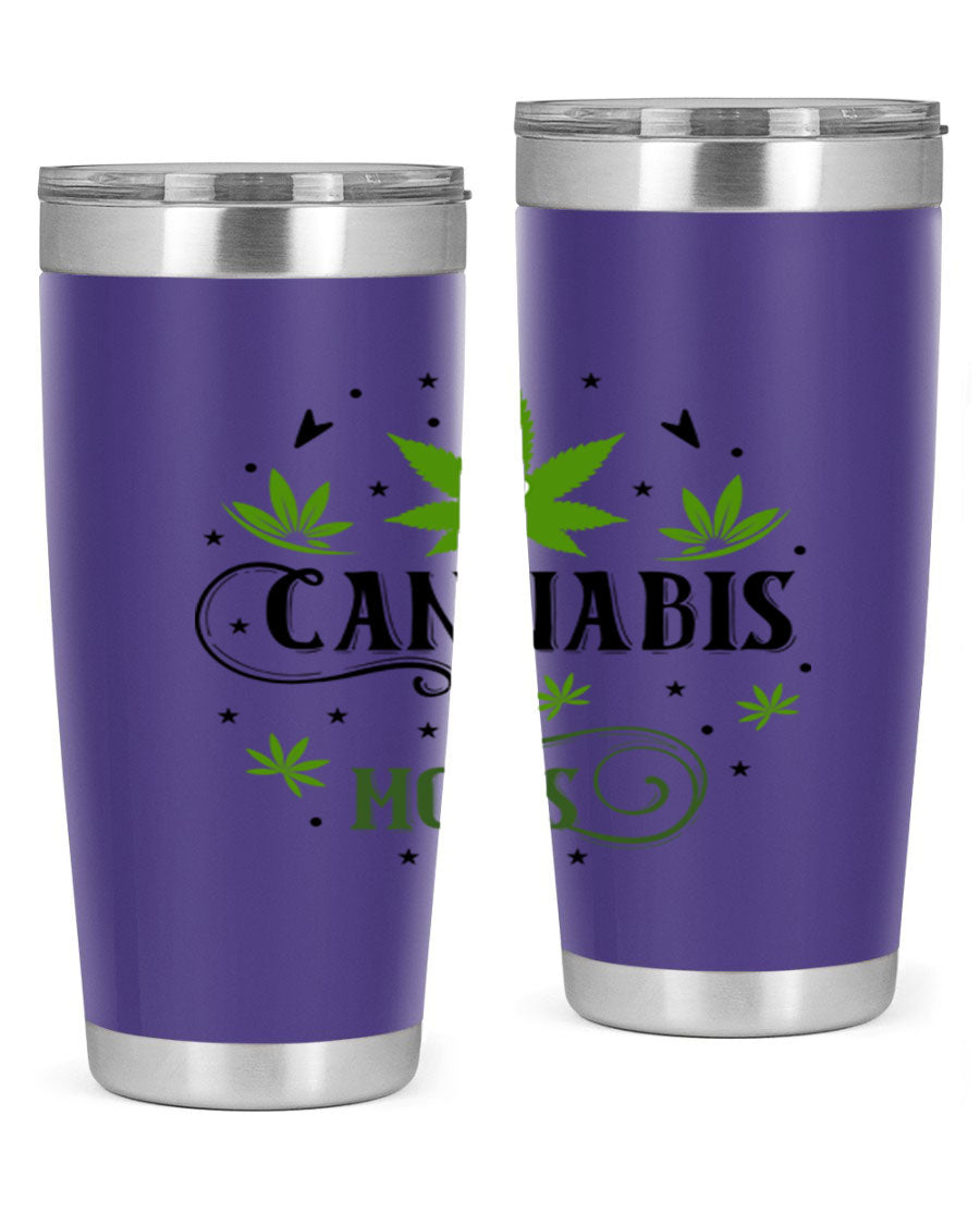 Cannabis Moms 51# Tumbler, a stylish 20oz double wall vacuum stainless steel tumbler with a drink-thru lid, perfect for hot and cold beverages.