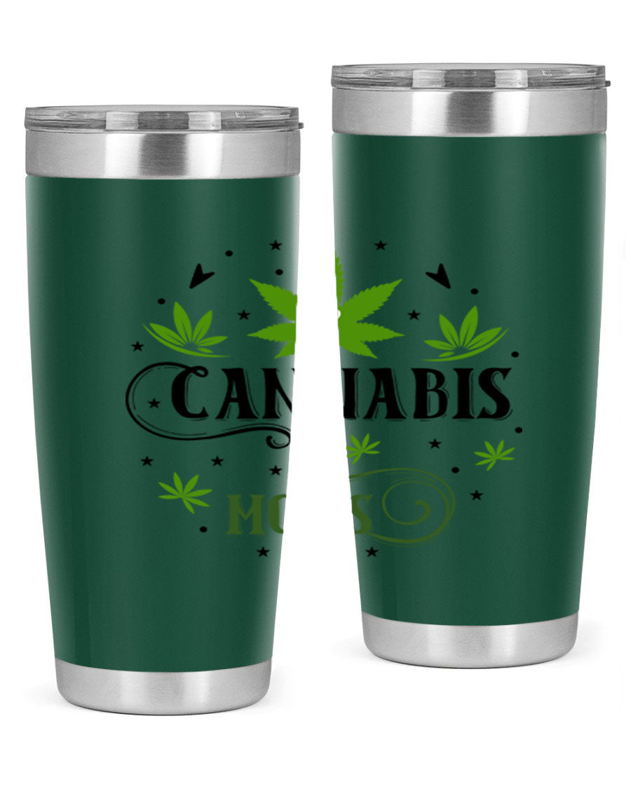 Cannabis Moms 51# Tumbler, a stylish 20oz double wall vacuum stainless steel tumbler with a drink-thru lid, perfect for hot and cold beverages.