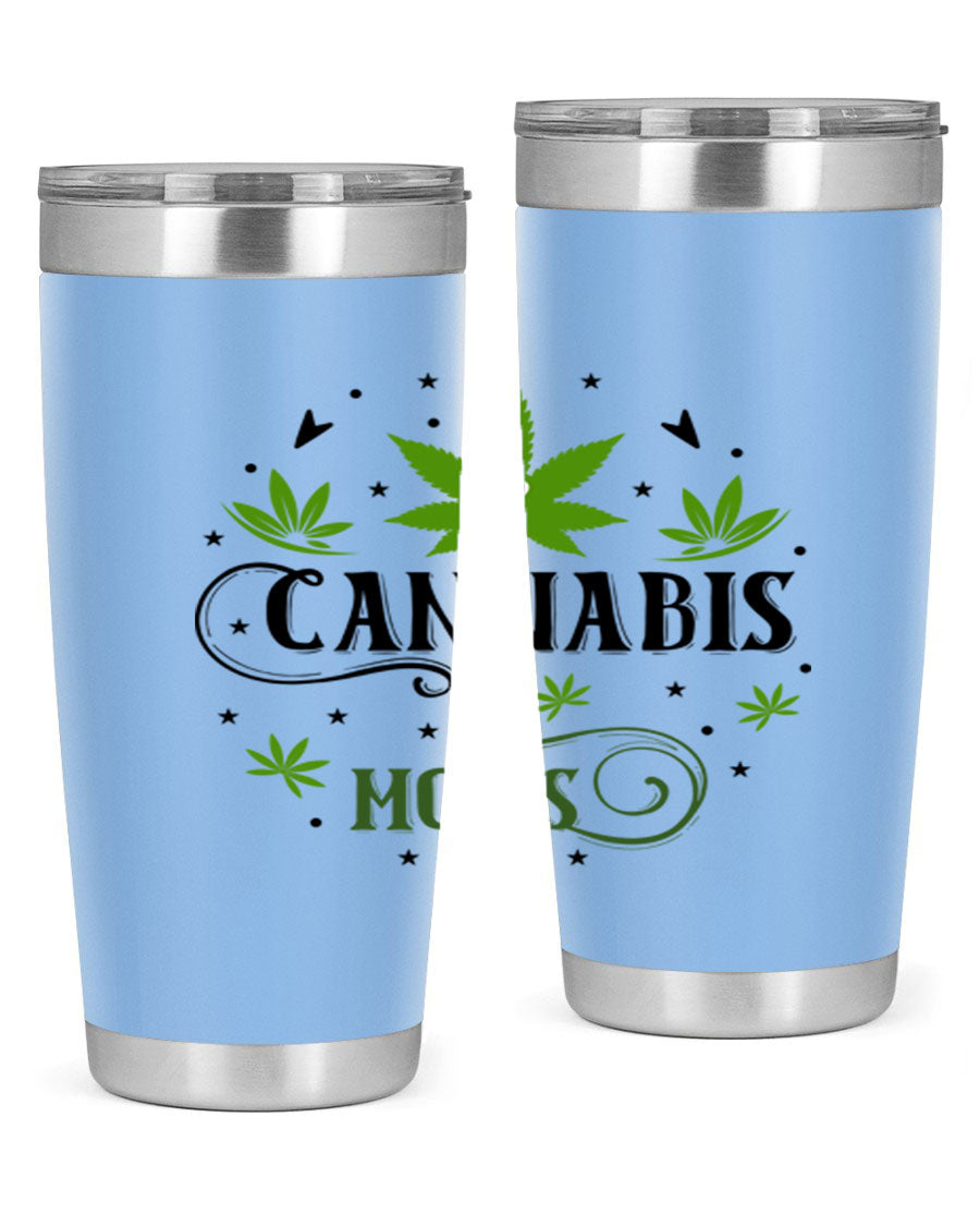 Cannabis Moms 51# Tumbler, a stylish 20oz double wall vacuum stainless steel tumbler with a drink-thru lid, perfect for hot and cold beverages.