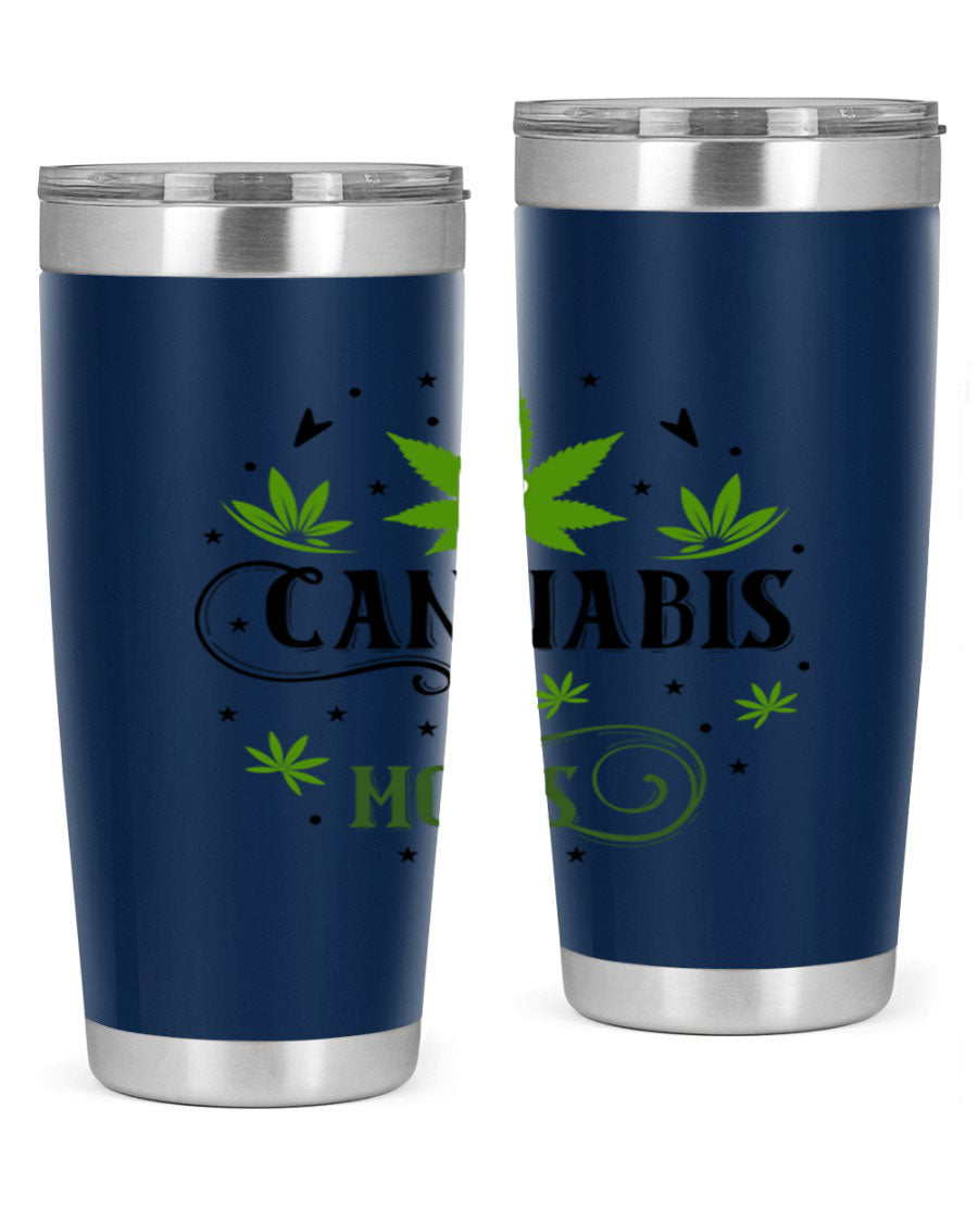 Cannabis Moms 51# Tumbler, a stylish 20oz double wall vacuum stainless steel tumbler with a drink-thru lid, perfect for hot and cold beverages.