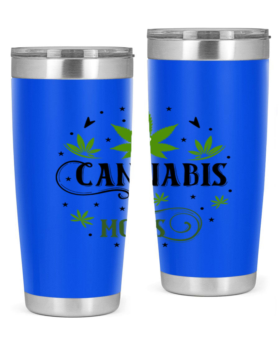 Cannabis Moms 51# Tumbler, a stylish 20oz double wall vacuum stainless steel tumbler with a drink-thru lid, perfect for hot and cold beverages.