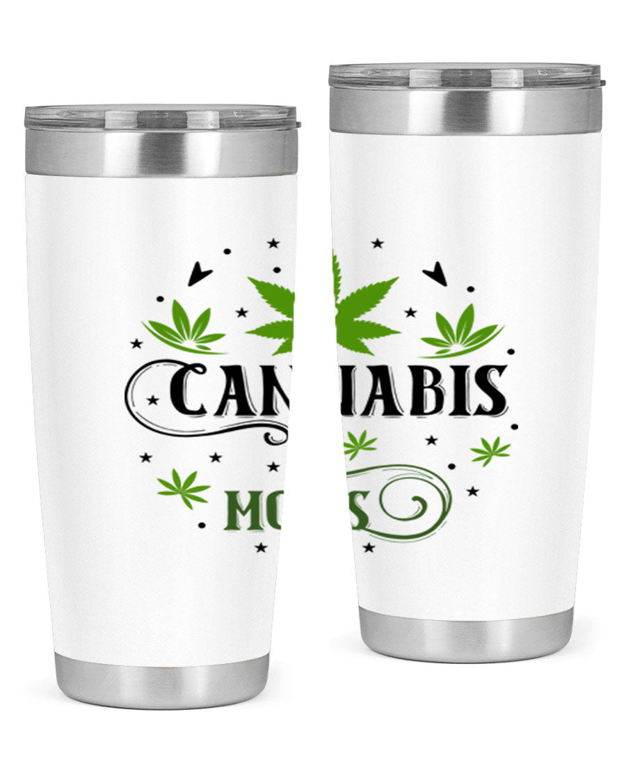 Cannabis Moms 51# Tumbler, a stylish 20oz double wall vacuum stainless steel tumbler with a drink-thru lid, perfect for hot and cold beverages.