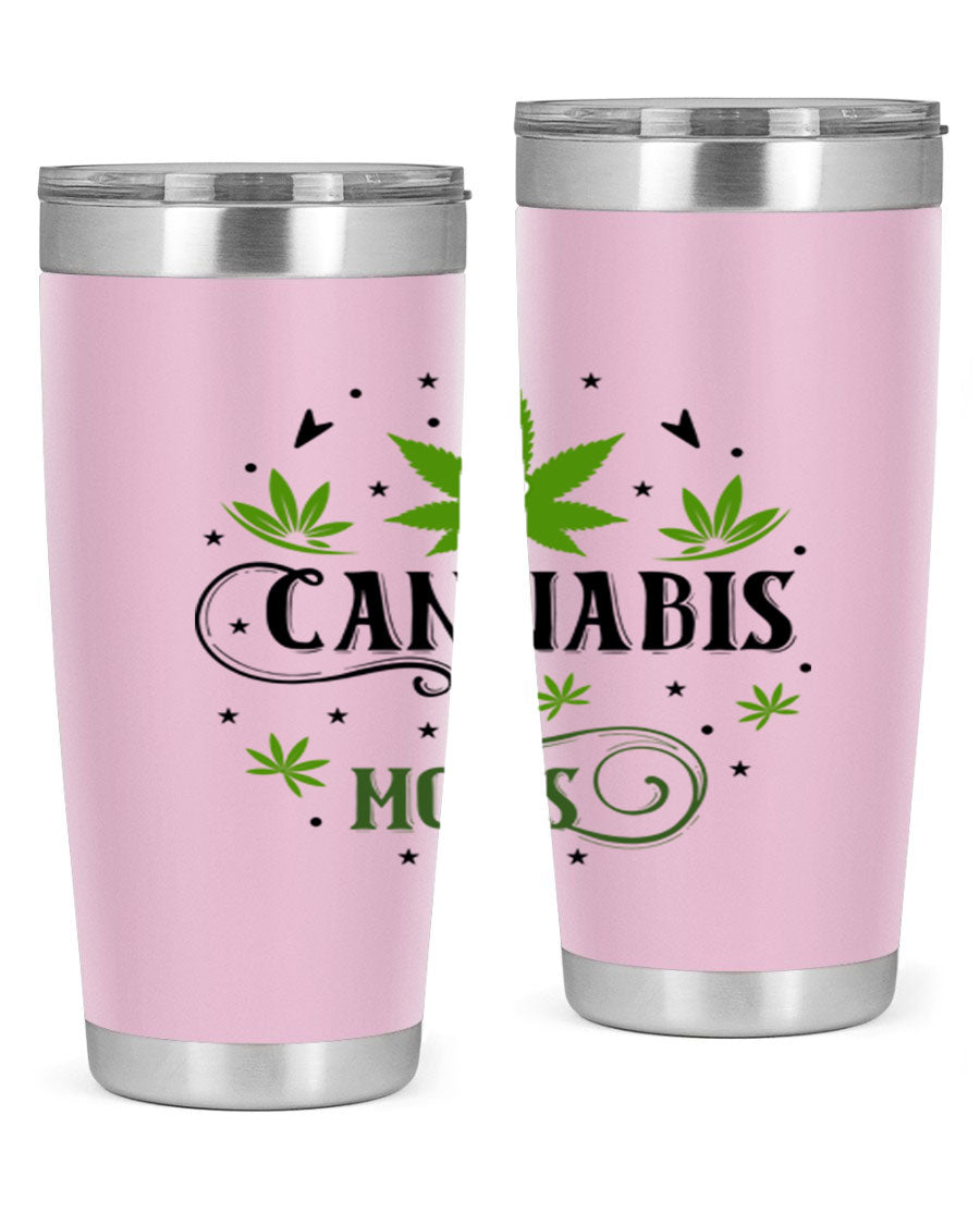 Cannabis Moms 51# Tumbler, a stylish 20oz double wall vacuum stainless steel tumbler with a drink-thru lid, perfect for hot and cold beverages.