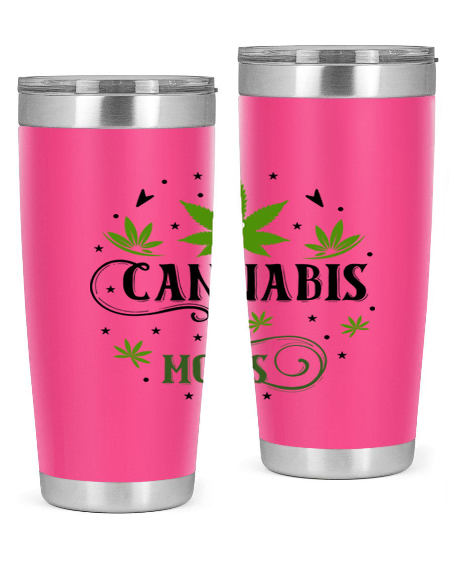 Cannabis Moms 51# Tumbler, a stylish 20oz double wall vacuum stainless steel tumbler with a drink-thru lid, perfect for hot and cold beverages.