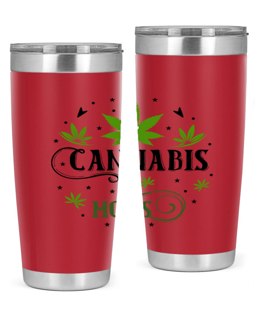 Cannabis Moms 51# Tumbler, a stylish 20oz double wall vacuum stainless steel tumbler with a drink-thru lid, perfect for hot and cold beverages.