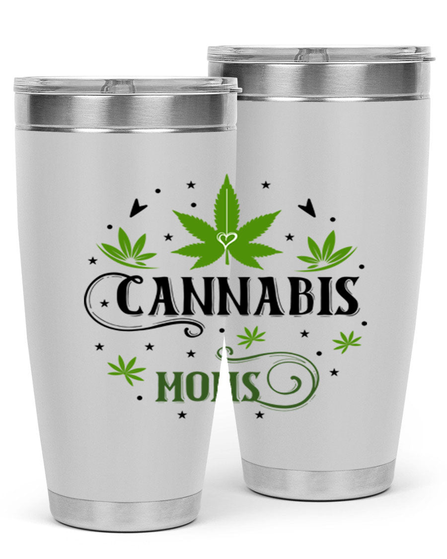 Cannabis Moms 51# Tumbler, a stylish 20oz double wall vacuum stainless steel tumbler with a drink-thru lid, perfect for hot and cold beverages.