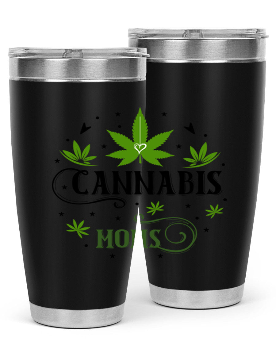 Cannabis Moms 51# Tumbler, a stylish 20oz double wall vacuum stainless steel tumbler with a drink-thru lid, perfect for hot and cold beverages.