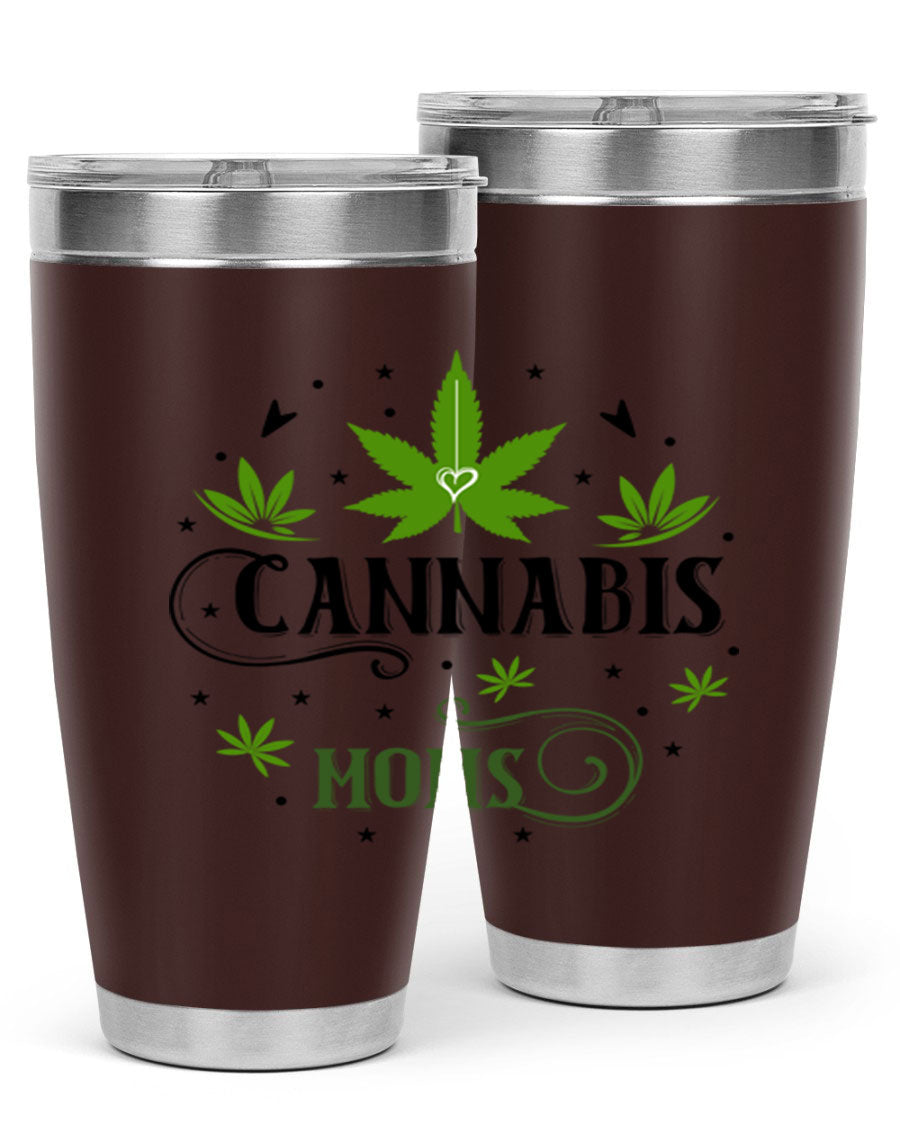Cannabis Moms 51# Tumbler, a stylish 20oz double wall vacuum stainless steel tumbler with a drink-thru lid, perfect for hot and cold beverages.