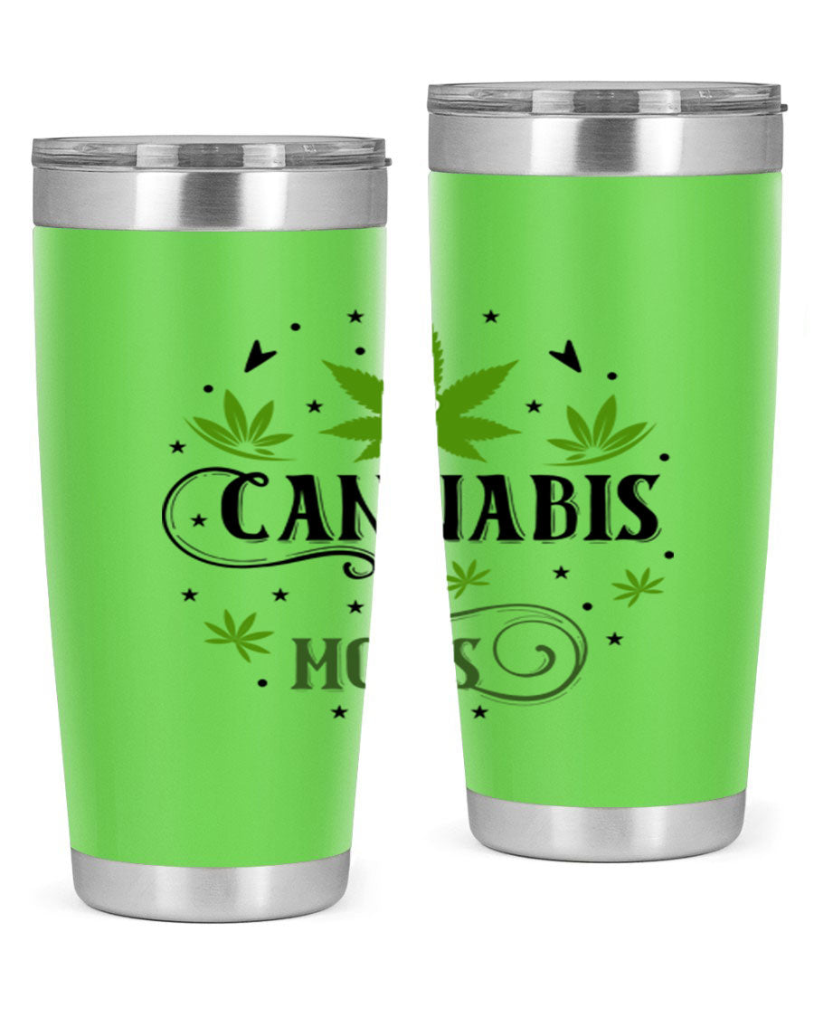 Cannabis Moms 51# Tumbler, a stylish 20oz double wall vacuum stainless steel tumbler with a drink-thru lid, perfect for hot and cold beverages.