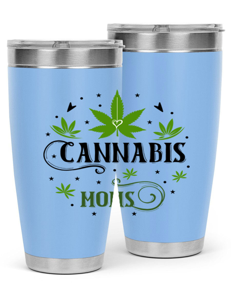 Cannabis Moms 51# Tumbler, a stylish 20oz double wall vacuum stainless steel tumbler with a drink-thru lid, perfect for hot and cold beverages.