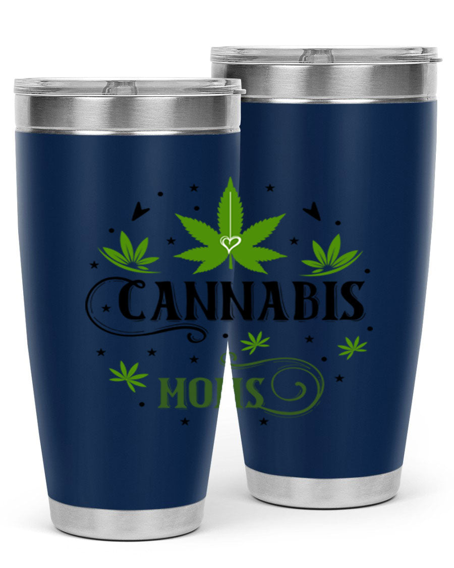 Cannabis Moms 51# Tumbler, a stylish 20oz double wall vacuum stainless steel tumbler with a drink-thru lid, perfect for hot and cold beverages.