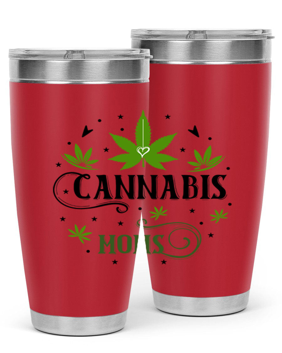 Cannabis Moms 51# Tumbler, a stylish 20oz double wall vacuum stainless steel tumbler with a drink-thru lid, perfect for hot and cold beverages.