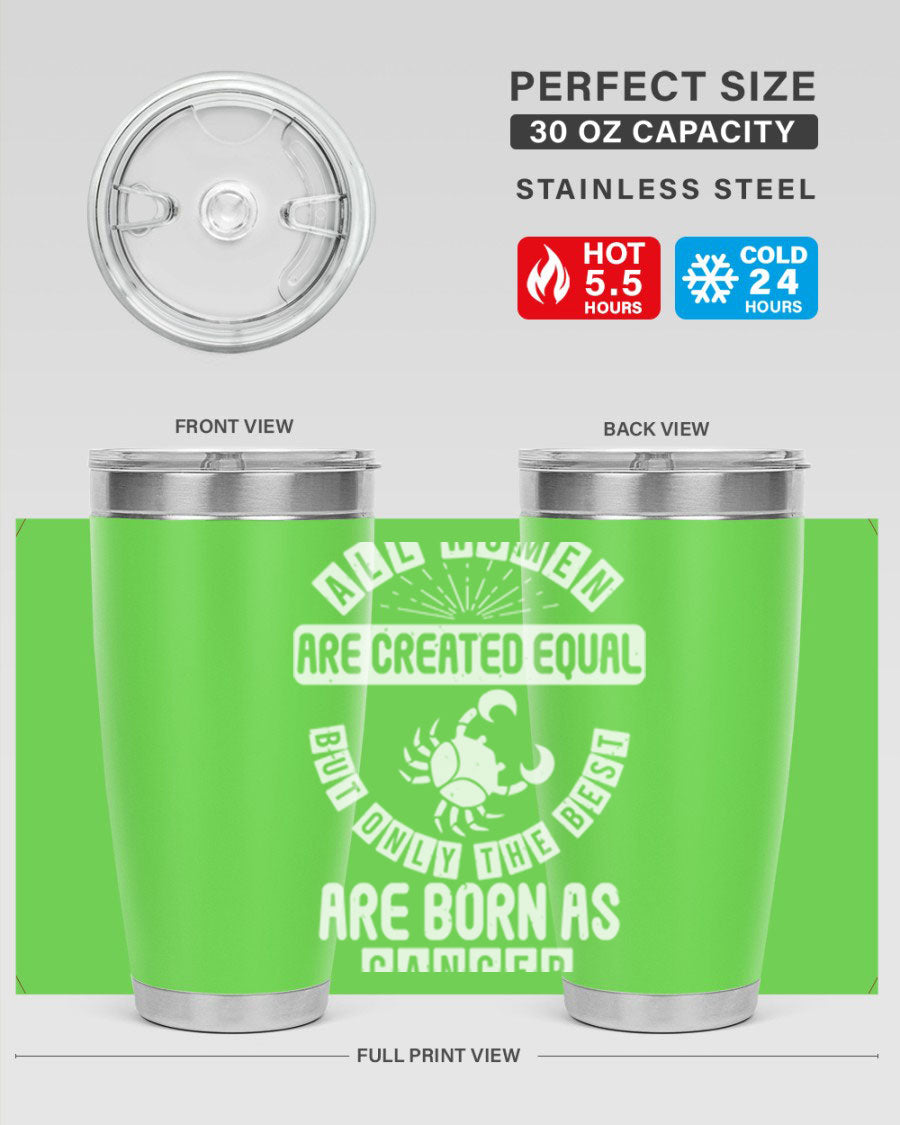 Cancer 145# Zodiac Tumbler in stainless steel with a stylish design, perfect for hot and cold beverages.