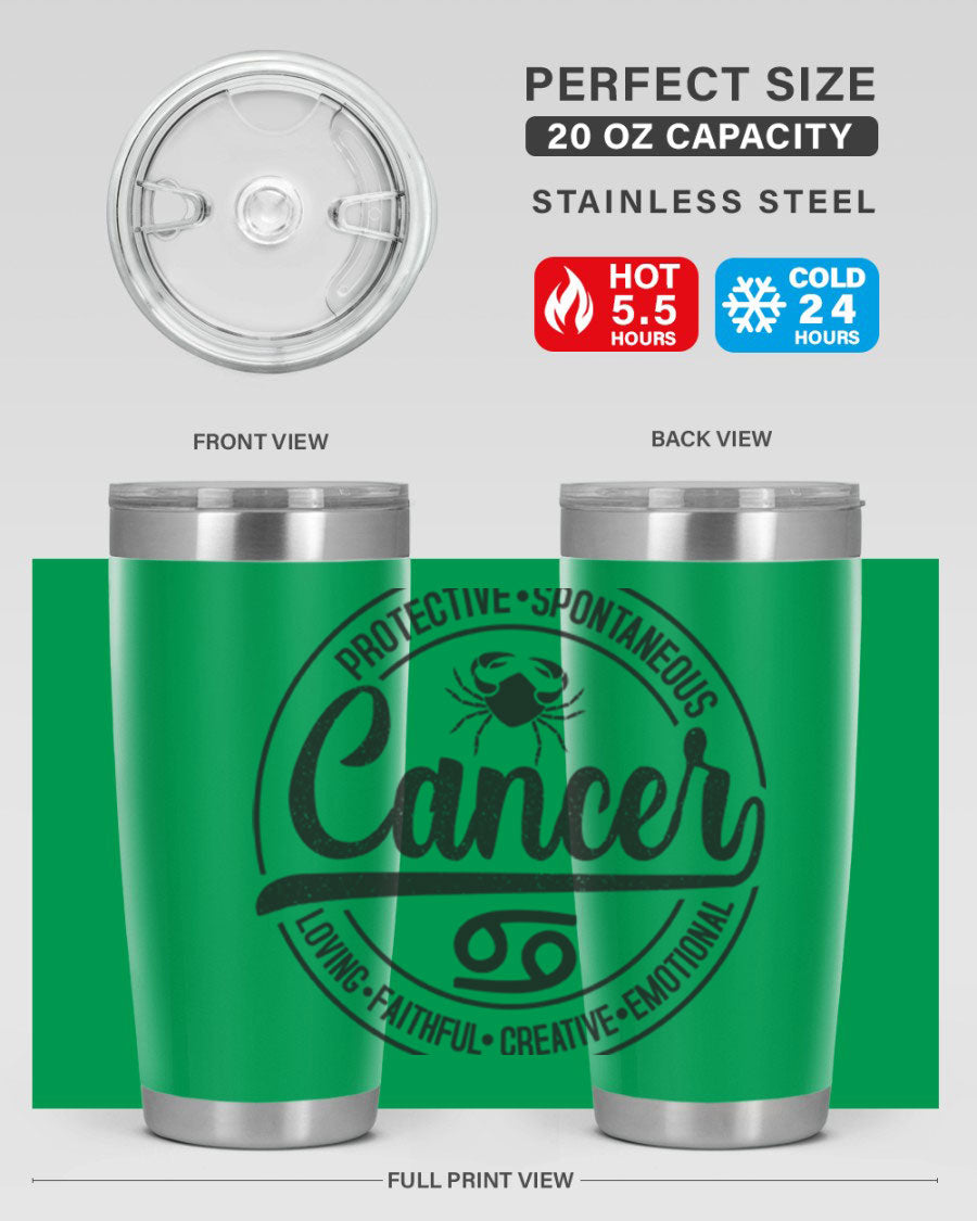 Cancer 153# Zodiac Tumbler in stainless steel with a stylish design, perfect for hot and cold beverages.
