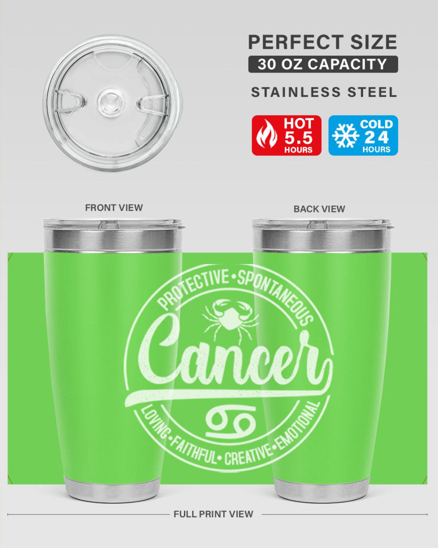 Cancer 154# Tumbler in stainless steel with a stylish design, perfect for hot and cold beverages.