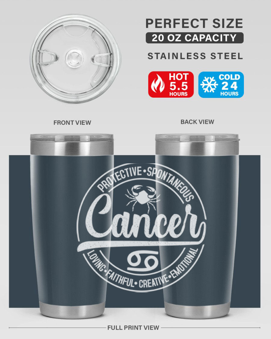 Cancer 154# Tumbler in stainless steel with a stylish design, perfect for hot and cold beverages.