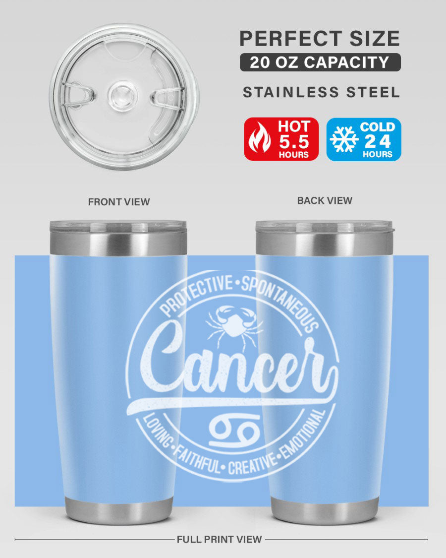 Cancer 154# Tumbler in stainless steel with a stylish design, perfect for hot and cold beverages.