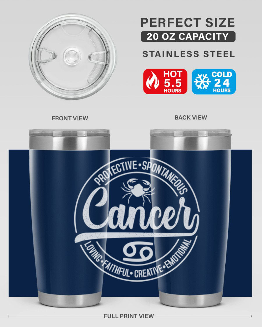 Cancer 154# Tumbler in stainless steel with a stylish design, perfect for hot and cold beverages.